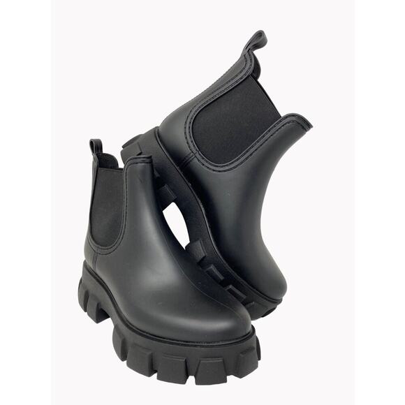 Jeffrey Campbell Womens Black Ankle Lug Moto Slip On Boots Sz 10 - Picture 11 of 11